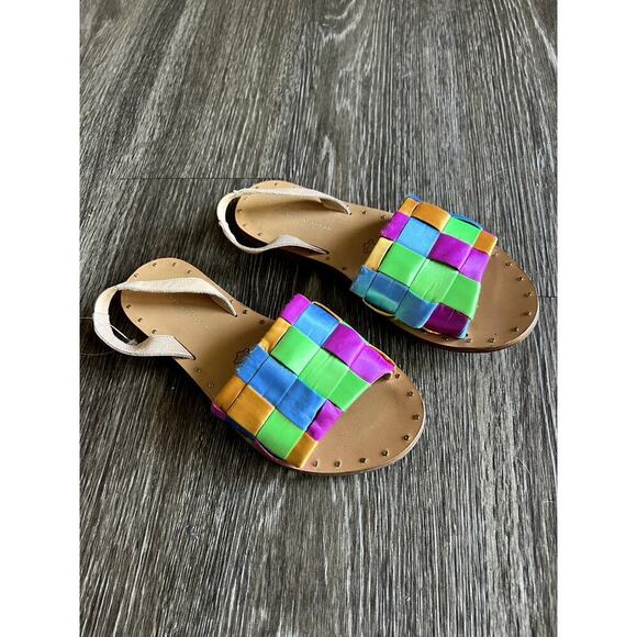 Anthropologie Slingback Slide Sandals Multicolor Satin - Picture 3 of 6